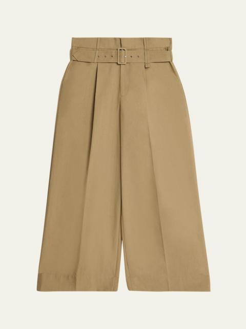Simone Rocha Men's Olive Belted Cotton Wide-Leg Pants