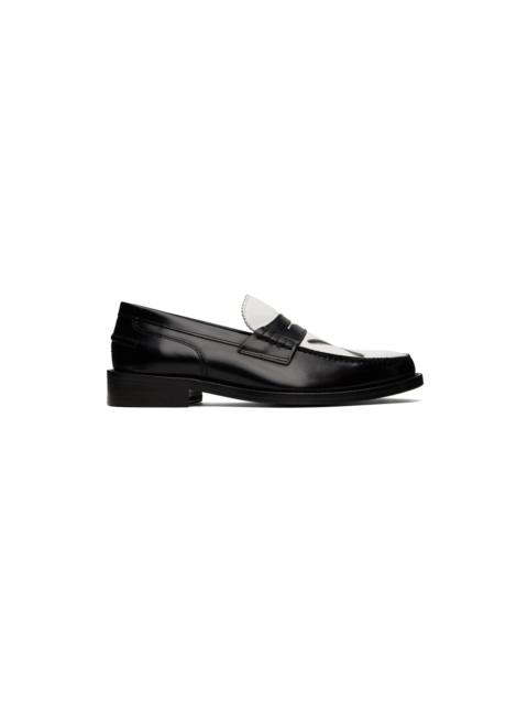STEFAN COOKE Black & White Slashed Loafers