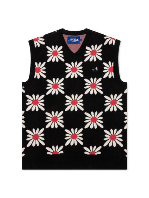 AWAKE NY CHECKERED FLORAL SWEATER VEST - BLACK FLORAL