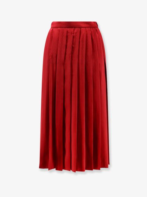 GUCCI Gucci Pleated Silk Midi Skirt Red