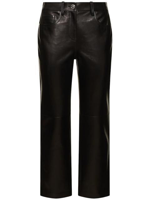 Plongé leather straight pants