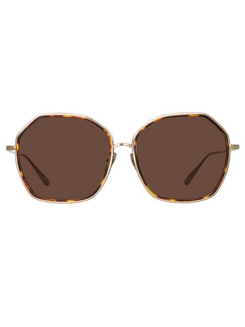 LINDA FARROW ROWE OVERSIZE SUNGLASSES IN LIGHT GOLD