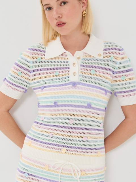 CASABLANCA Flower Crochet Polo