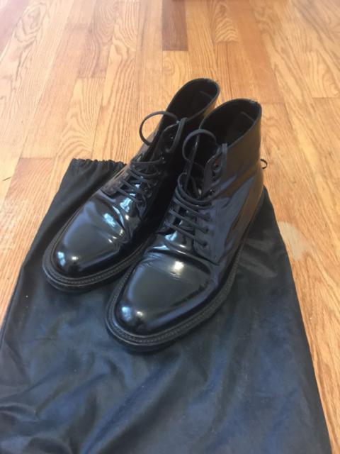 SAINT LAURENT Patent Leather Combat Army Boots 12 45