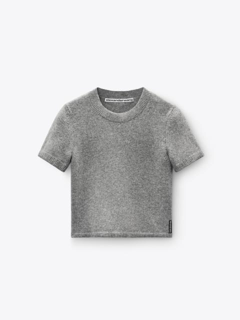 Alexander Wang Grey Wool-Blend Hotfix Logo Tee