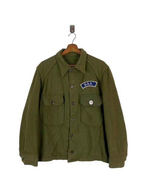 Other Designers VINTAGE BSA MOTORCYCLE GREEN OLIVE WOOL BUTTON SHIRT