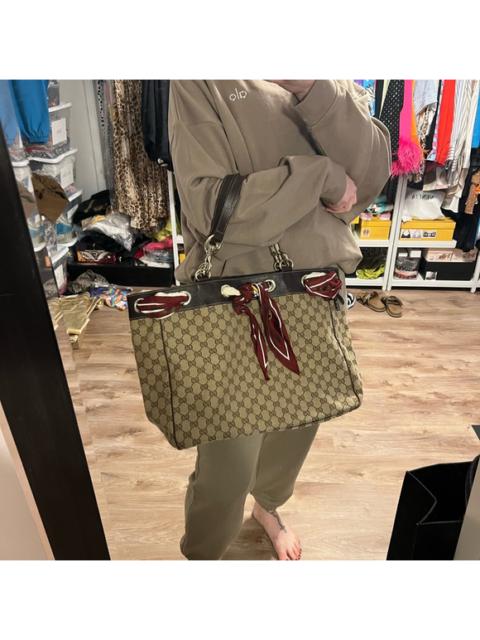 GUCCI Gucci Monogram Canvas Horsebit Positano Scarf Shopper Tote