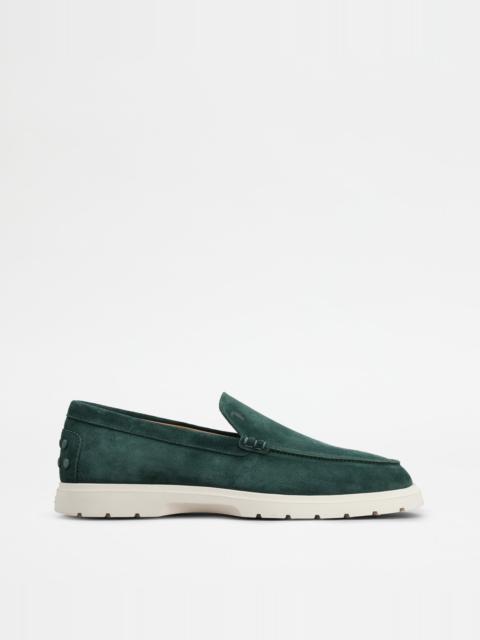 Tod's SLIPPER LOAFERS IN SUEDE - GREEN