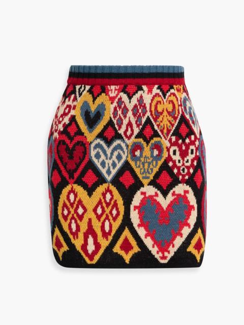 FARM RIO Jacquard-knit mini skirt