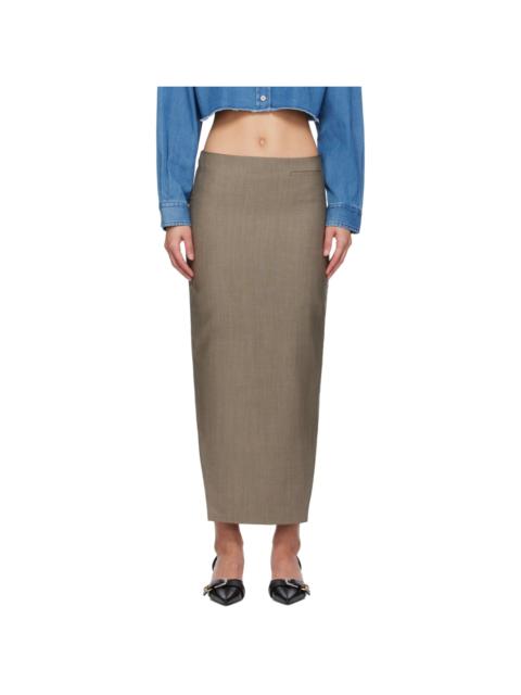 Givenchy Gray Front Kick Midi Skirt