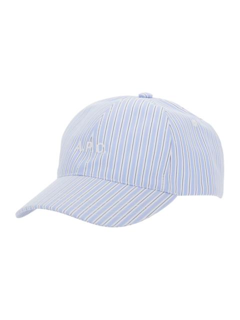 A.P.C. A.P.C. Men 'Charlie' Light Blue Baseball Hat With Logo Lettering On The Front And All-Over Stripes M