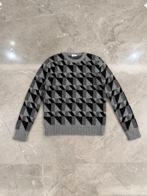 SAINT LAURENT Saint Laurent SLP Authentic Runway Style Silver Thread Black and Grey Checkered Sweater