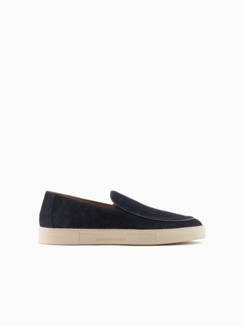 EMPORIO ARMANI MULTI-STRIPED SUEDE SLIP-ONS