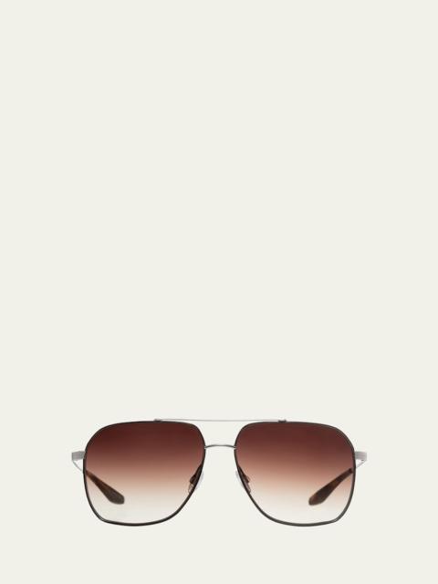 BARTON PERREIRA Men's Aeronaut Double-Bridge Metal Aviator Sunglasses