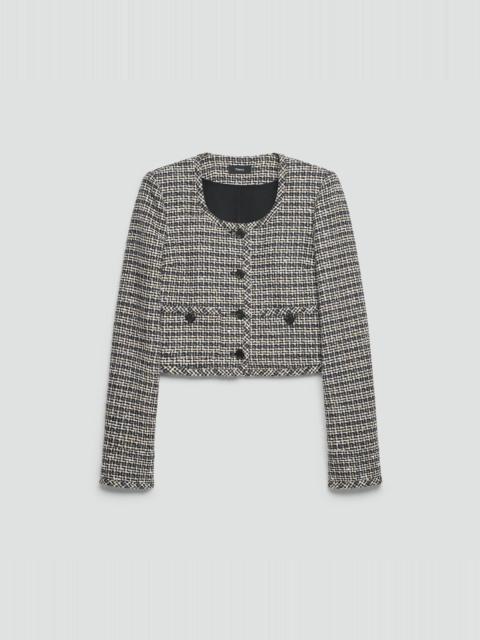 Theory U-Neck Cardigan in Striped Tweed