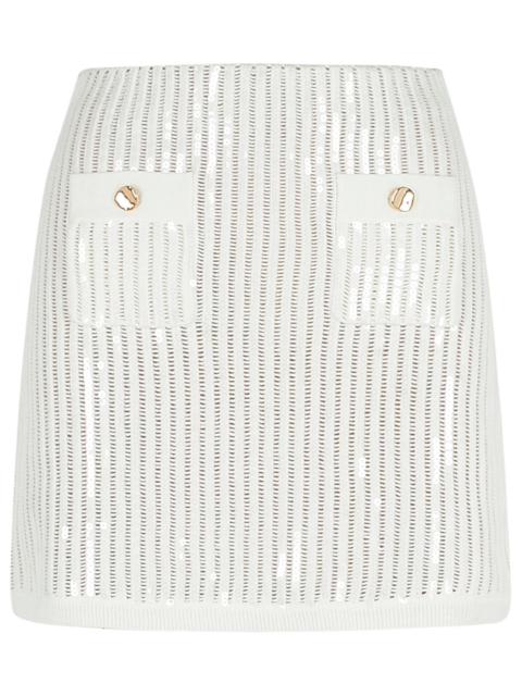 self-portrait Self Portrait 'CROCHET' Skirt In White Cotton Blend