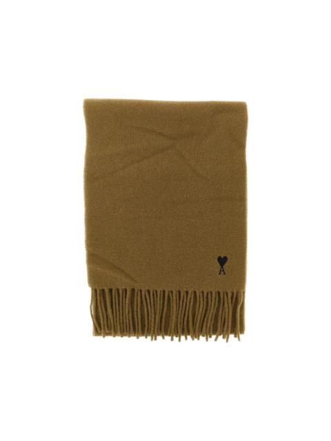 AMI Paris AMI DE COEUR EMBROIDERY WOOL SCARF