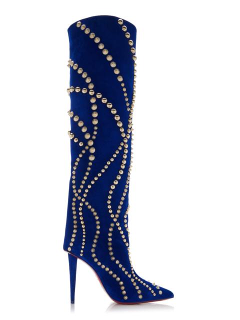 Christian Louboutin Astrilarge Botta 100mm Studded Suede Boots blue