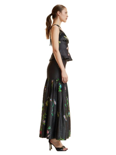 CYNTHIA ROWLEY Cynthia Rowley Printed Lurex Skirt in Black Floral at Nordstrom
