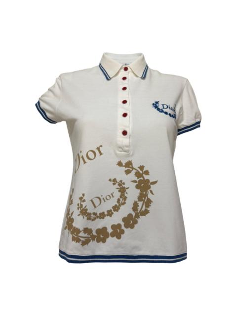 Dior CHRISTIAN DIOR Resort 2004 Floral Logo Golf Polo Shirt