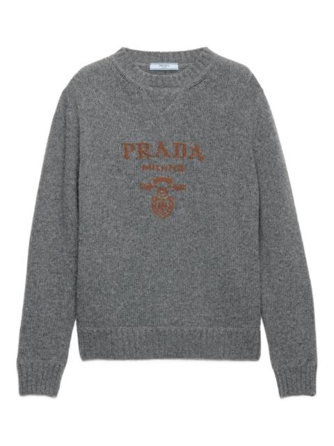 Prada intarsia-logo crew-neck sweater