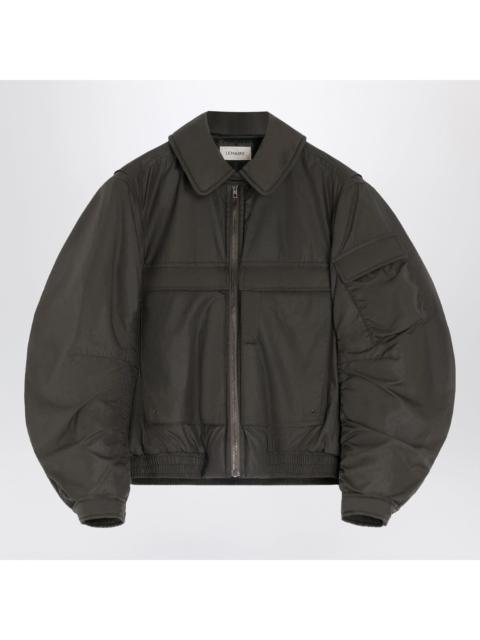 Lemaire Lemaire Bomber Jacket With Removable Collar In Brown Polyamide Women