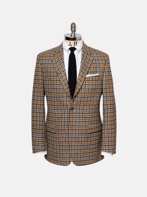 J. PRESS MADE-IN-CANADA TAN CHECK WITH  BLUE WINDOWPANE SPORT COAT