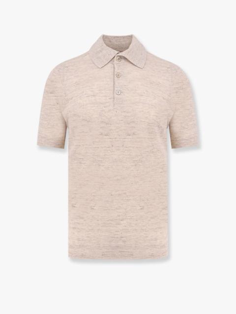 Brunello Cucinelli Mã©Lange Cotton And Linen Polo Shirt