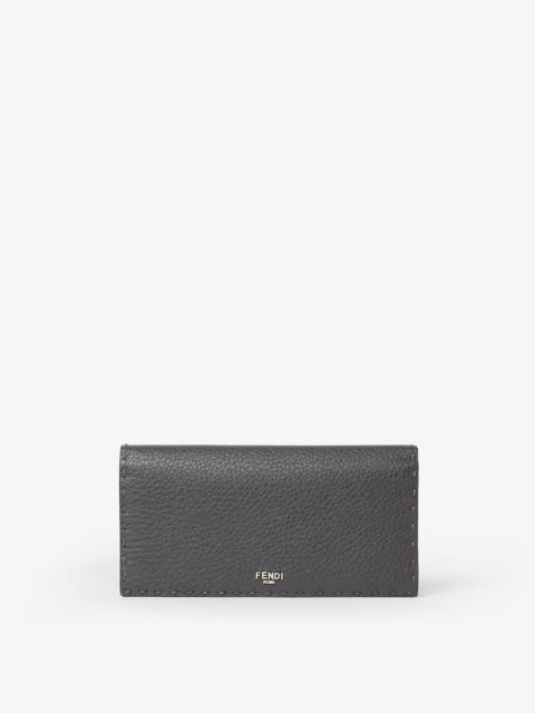 FENDI Selleria Wallet Asphalt gray and pink Selleria wallet with 141 hand-sewn stitches
