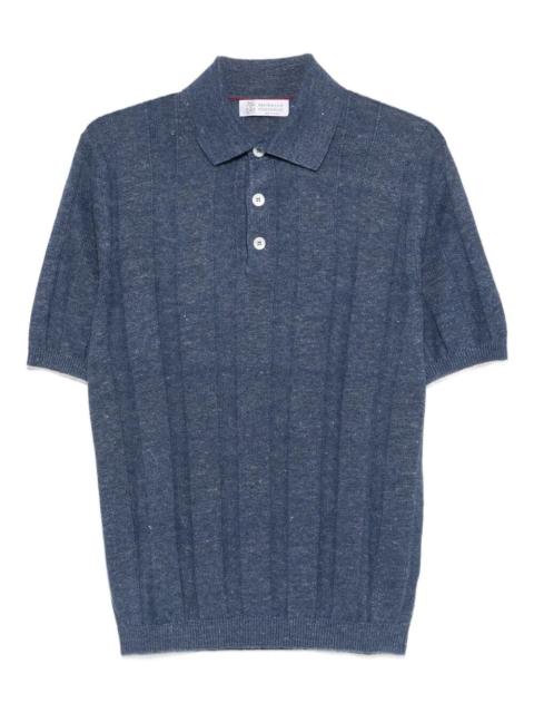Brunello Cucinelli Linen And Cotton Wide Rib Knit Polo