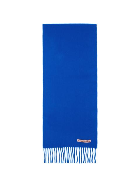Acne Studios Blue Fringe Wool Skinny Scarf