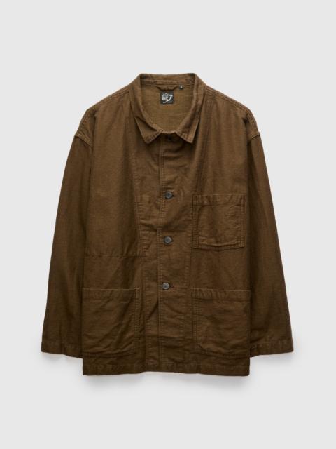 orSlow Linen Moleskin Simple Work Jacket in Coffee Brown