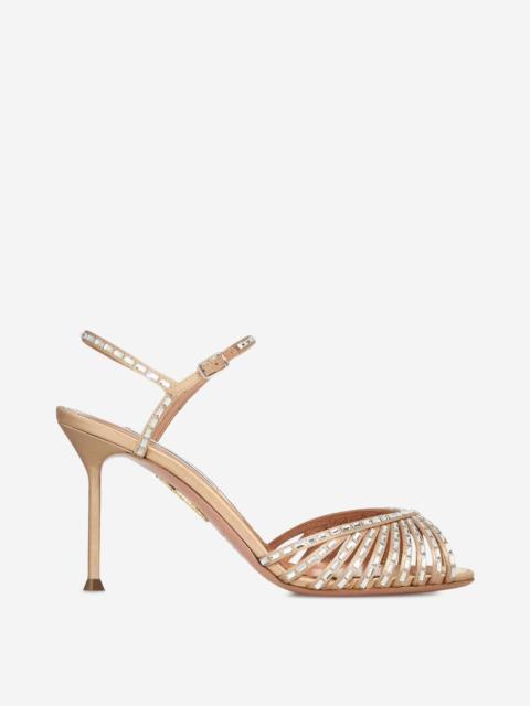 AQUAZZURA HOLD ME CRYSTAL SANDALS 85