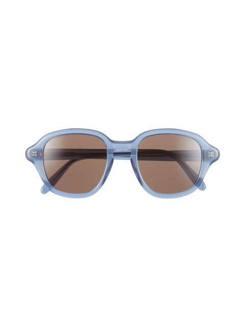 Loewe Loewe Slim Round Sunglasses in Shiny Light Blue /Brown at Nordstrom