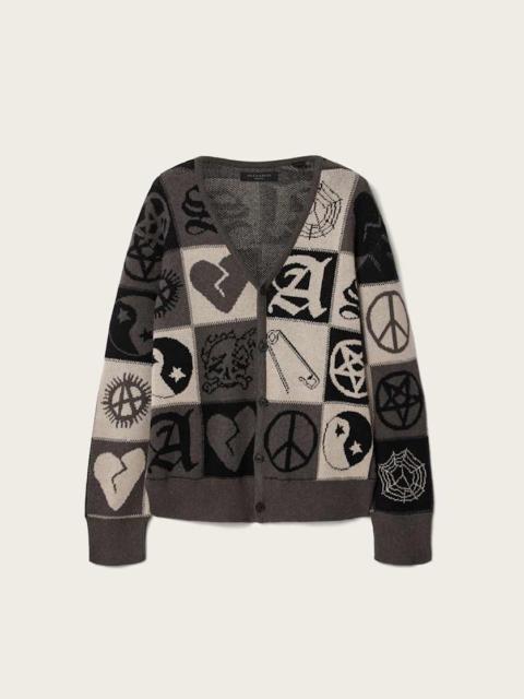 ALLSAINTS BARKER JACQUARD COTTON KNIT CARDIGAN