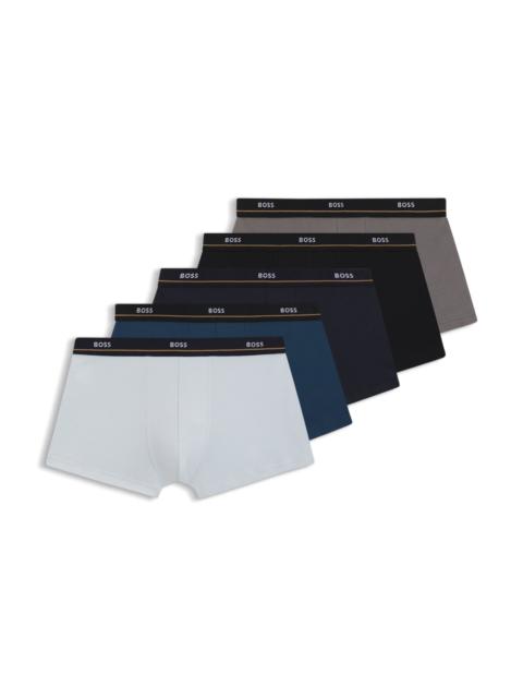 BOSS FIVE-PACK OF STRETCH-COTTON TRUNKS WITH LOGO WAISTBANDS