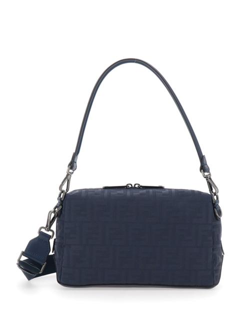 FENDI Fendi Men 'Lui Medium' Blue Shoulder Bag With All-Over Ff Motif In Tech Fabric Woman