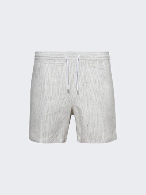 Loro Piana Bermuda Bay Linen Striped Shorts Off White