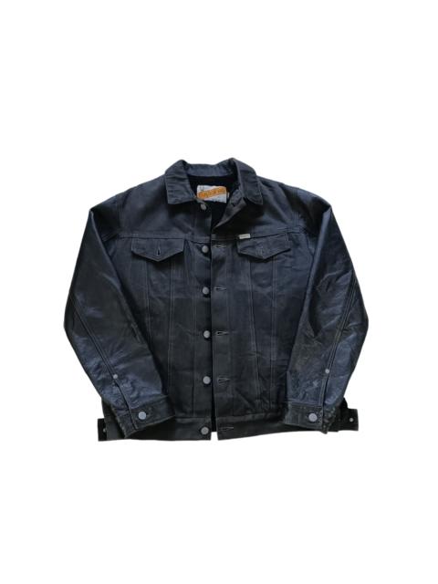 Other Designers Denim Jacket - TROPICAL HELL By CoreFighter Leather Sleeves Trucker Jacket