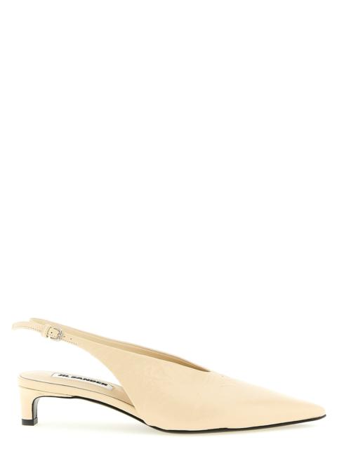 Jil Sander Leather Slingback Pumps Beige