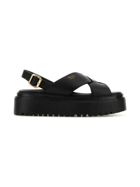 Prada Black Leather Sandals
