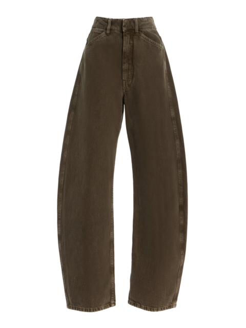 Lemaire High-Rise Cotton Curved Pants green