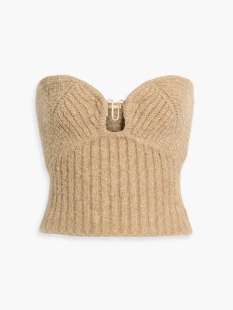 Cult Gaia Ellison strapless cropped ribbed-knit top