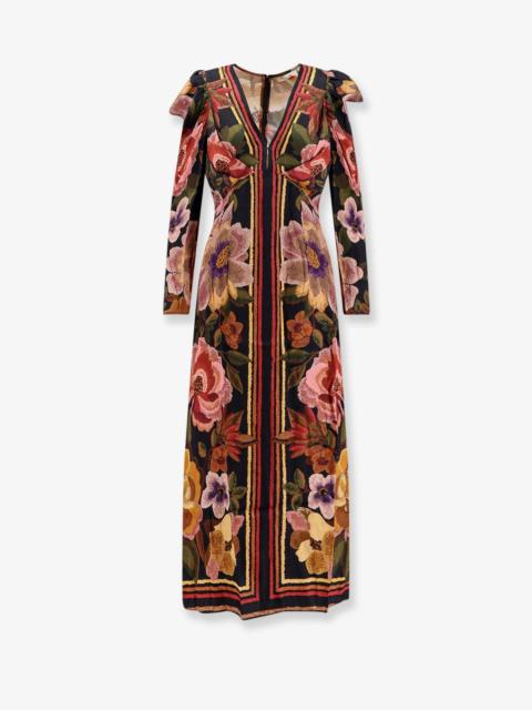 FARM RIO Farm Rio Viscose Long Dress With Chenille Flowers Print