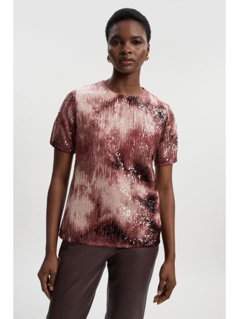 KAREN MILLEN Ombre Sequin Woven Strong Shoulder Top