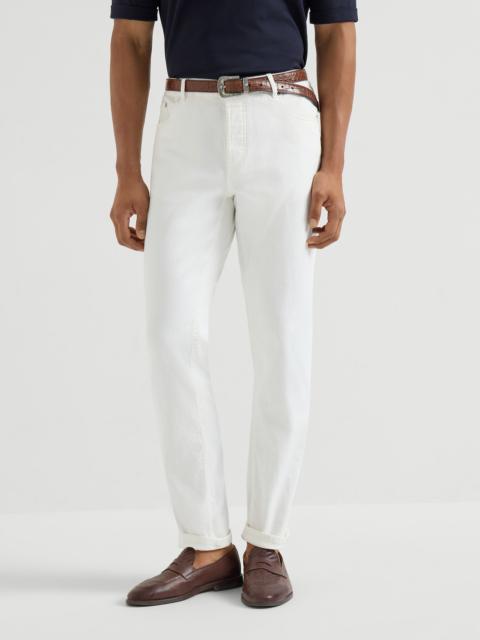 Brunello Cucinelli Garment-dyed comfort lightweight denim traditional fit five-pocket trousers