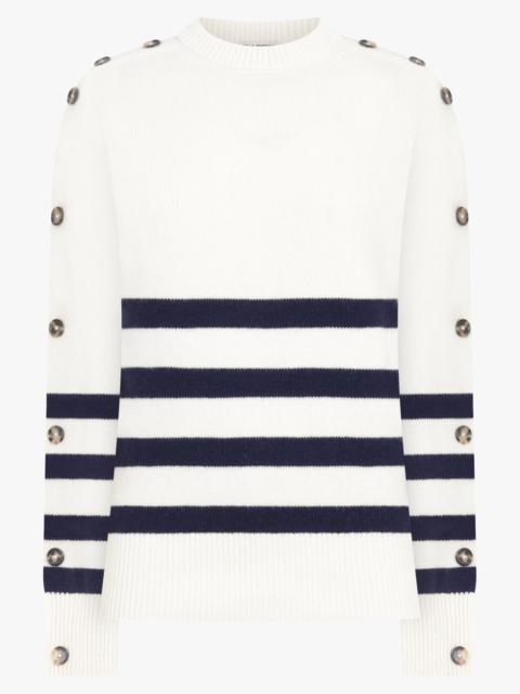 JW Anderson BUTTON SLEEVE STRIPE KNIT | IVORY/NAVY