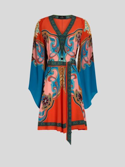 Etro SILK MINI DRESS WITH BELT AND PLACED PRINT
