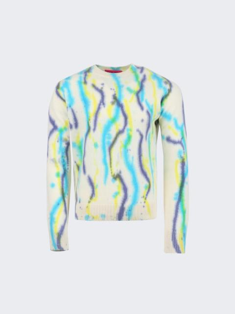 The Elder Statesman Watercolor Crew Sweater Ivory White