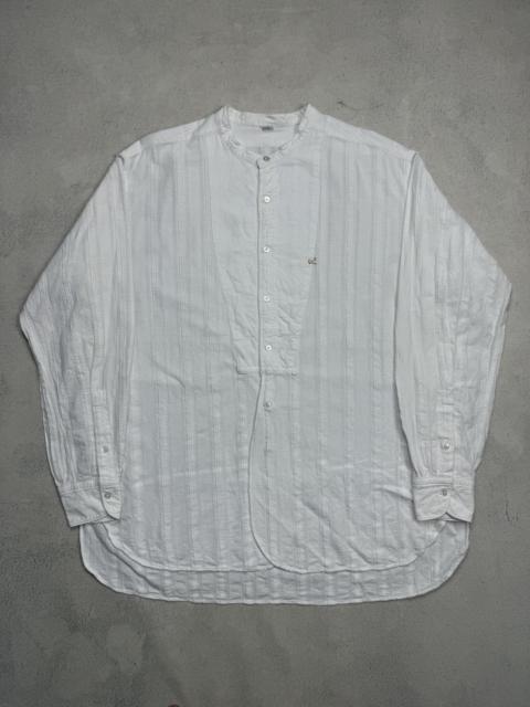 Other Designers 45rpm White Textured Cotton Band Collar Shirt